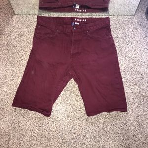 Maroon jean shorts